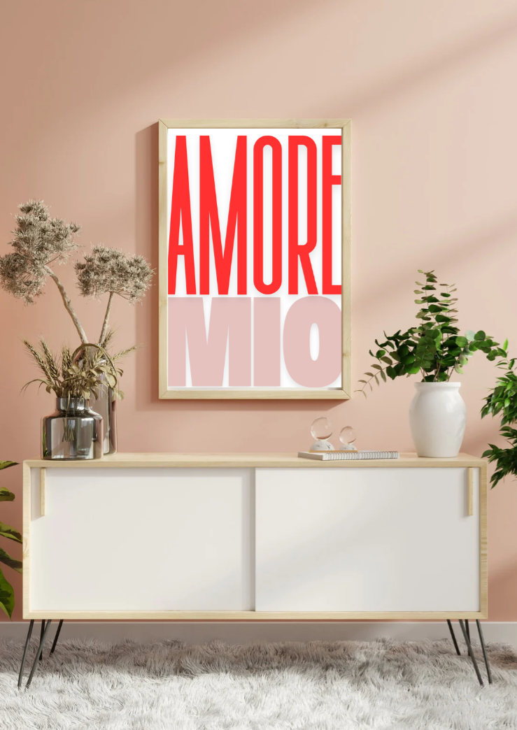 Affiche "Amore Mio" – Décoration Murale Romantique & Design Graphique Pop