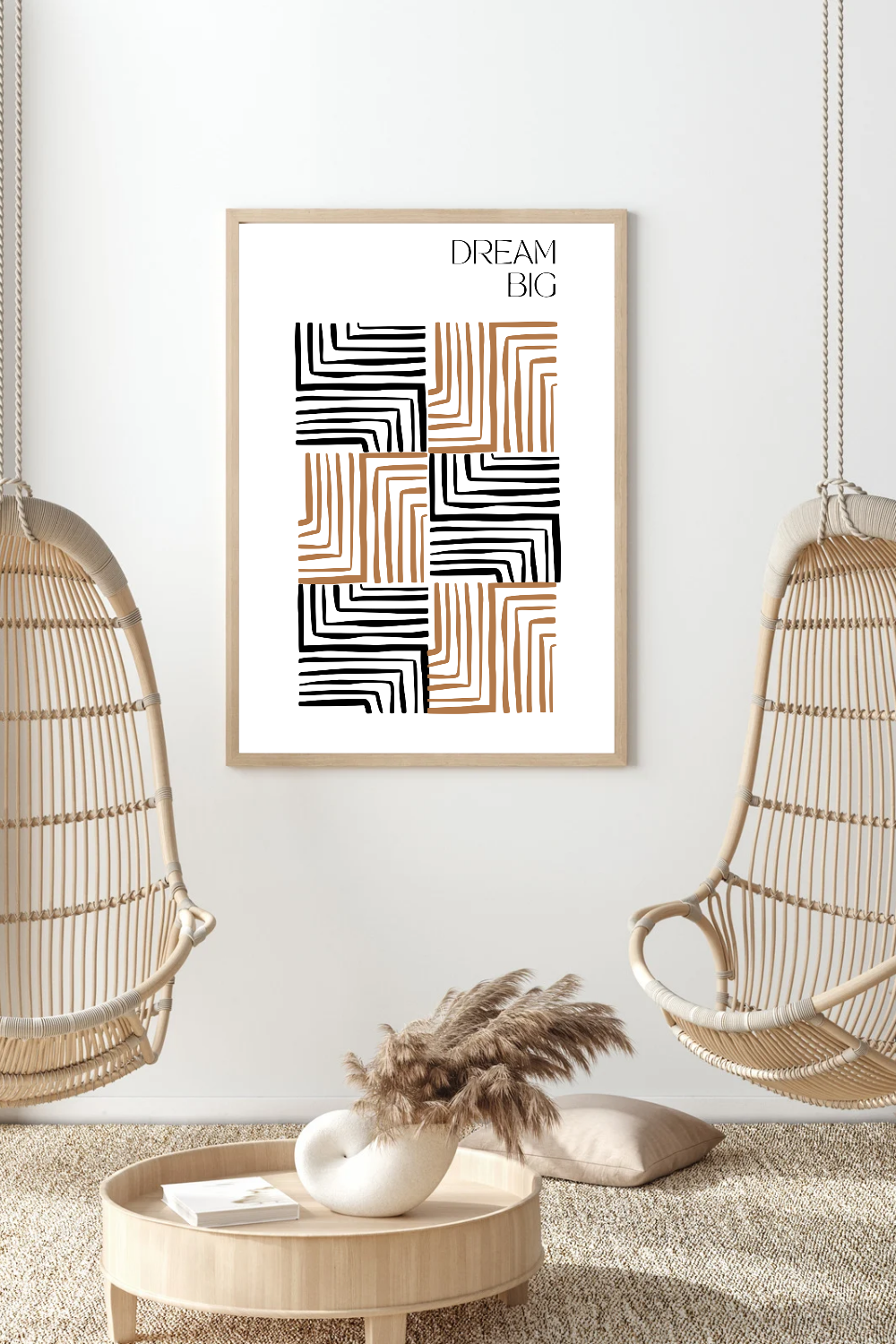 Affiche Dream Big – Poster Géométrique Noir & Ocre Bureau
