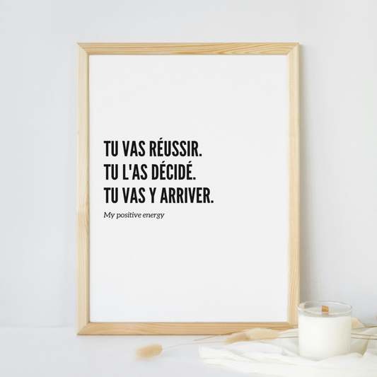 Affiche Motivation "Tu vas réussir" – Décoration Murale Typographique & Mantra