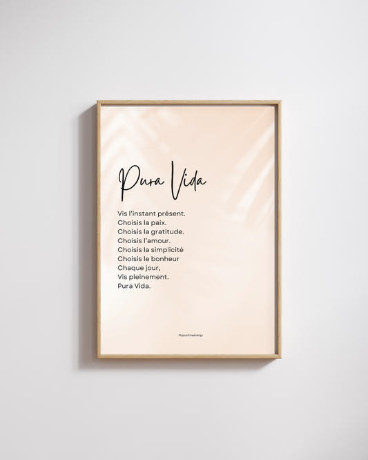Affiche "Pura Vida" – Décoration Murale Bien-être & Mantra