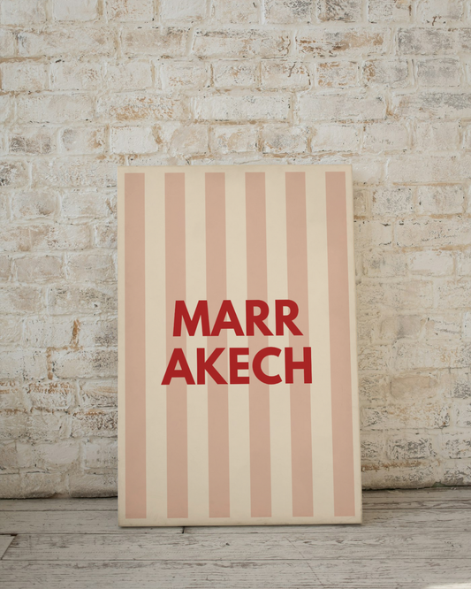 Affiche Marrakech – Décoration Murale Bohème & Poster Voyage Minimaliste à Rayures