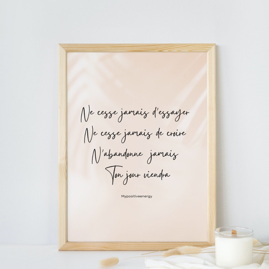 Affiche Motivation "Ton Jour Viendra" – Décoration Murale Résilience & Style Minimaliste Nude