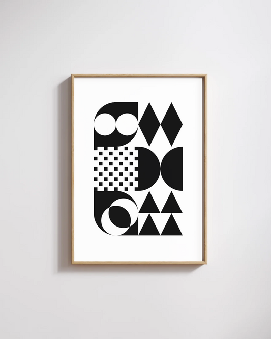 Affiche abstraite noir et blanc | Art graphique minimaliste géométrique – Déco murale moderne – My Positive Energy