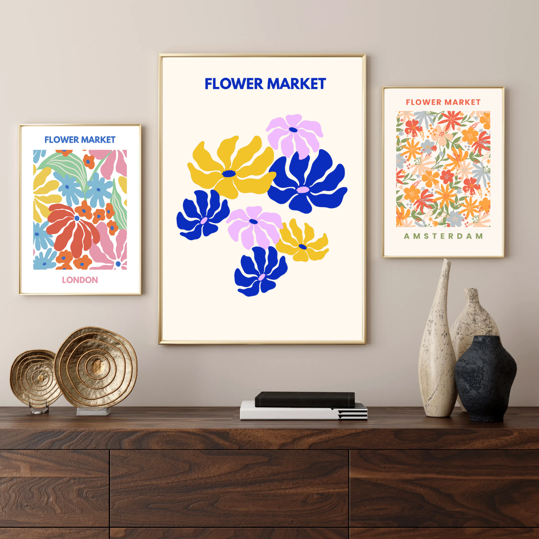 Affiche Flower Market Amsterdam – Poster Fleurs Vintage Rustique