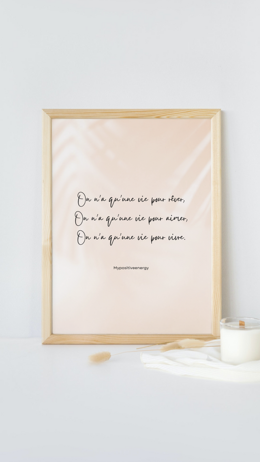 Affiche motivation Qu'une vie - Décoration Murale