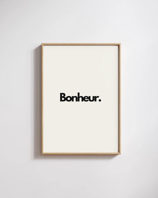 Affiche Bonheur – Poster Motivation Minimaliste & Décoration Zen