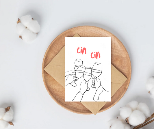 Carte Cin cin | Carte illustration apéro entre amies – My Positive Energy