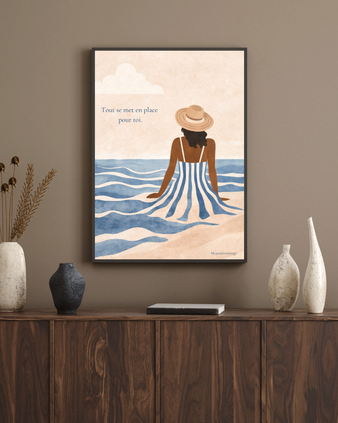 Affiche motivation – Tout se met en place pour toi | Déco murale bohème & apaisante – My Positive Energy