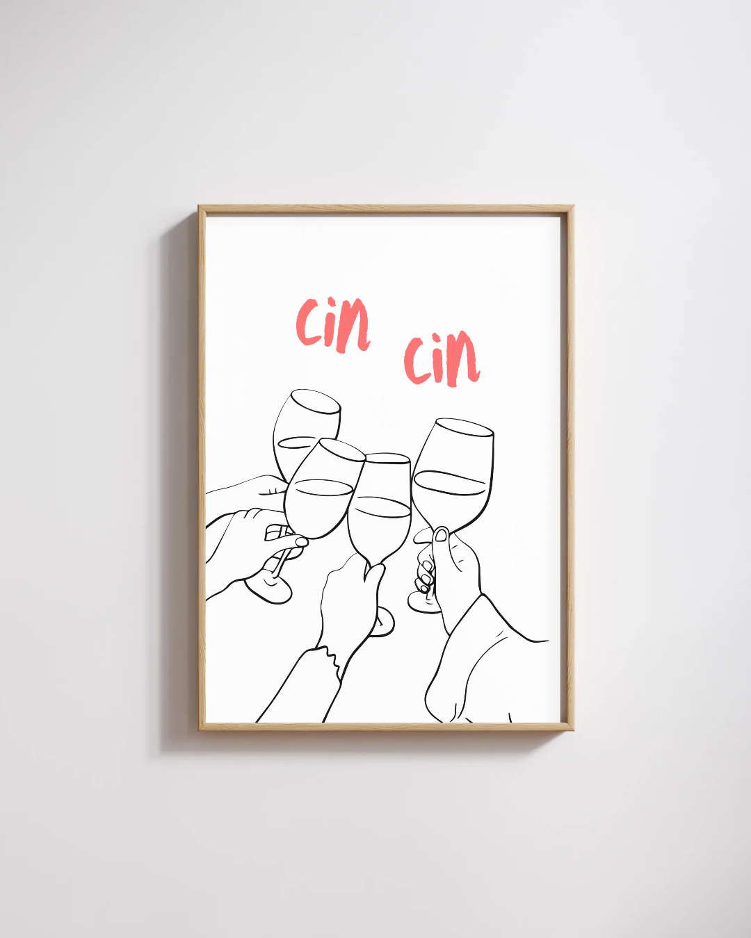 Affiche minimaliste – Cin cin | Illustration apéro entre amies – Déco murale moderne – My Positive Energy