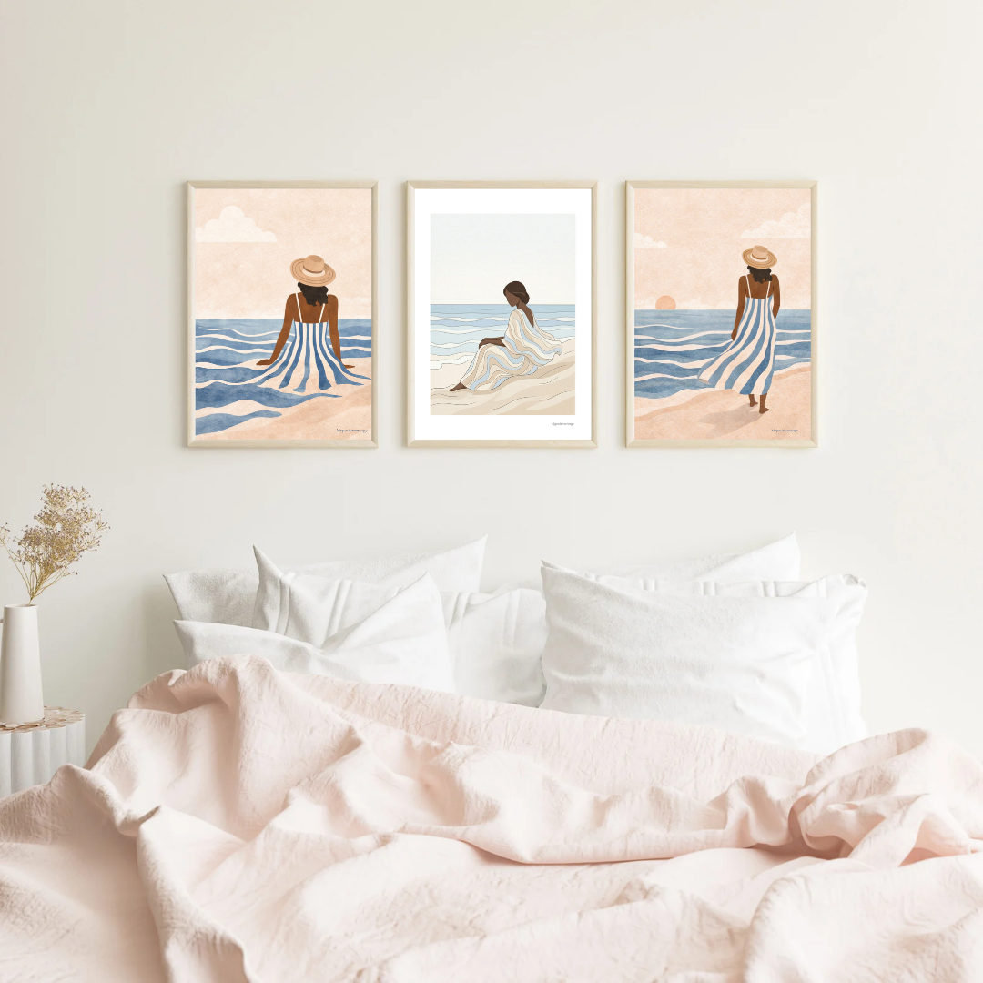 Pack affiches bord de mer – Trio Évasion & Sérénité | Déco murale bohème apaisante – My Positive Energy