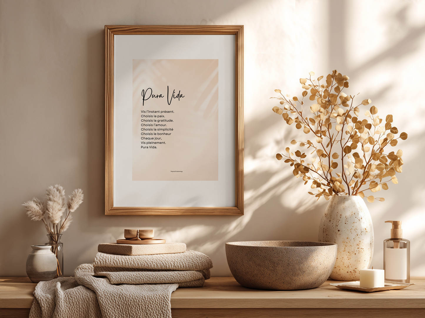 Affiche "Pura Vida" – Décoration Murale Bien-être & Mantra