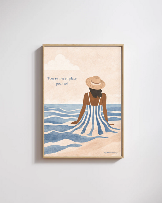 Affiche motivation – Tout se met en place pour toi | Déco murale bohème & apaisante – My Positive Energy