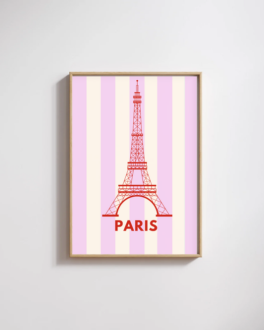 Affiche Paris Tour Eiffel Rose – Décoration Murale Chic & Rétro