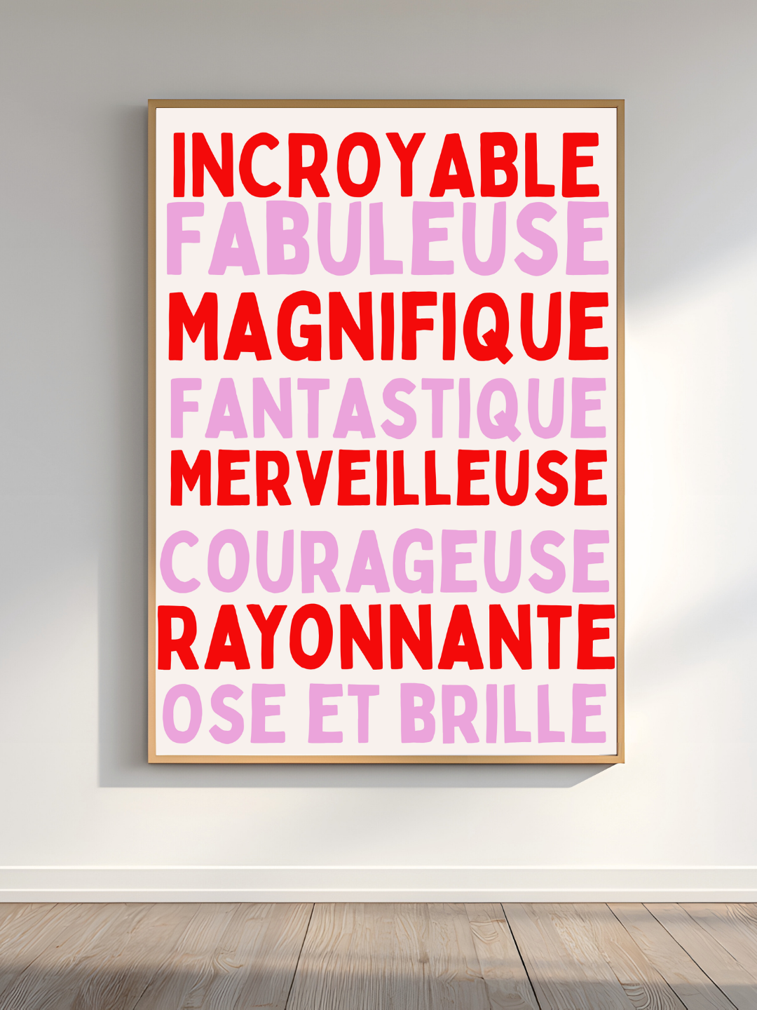 Affiche Affirmation rouge & rose