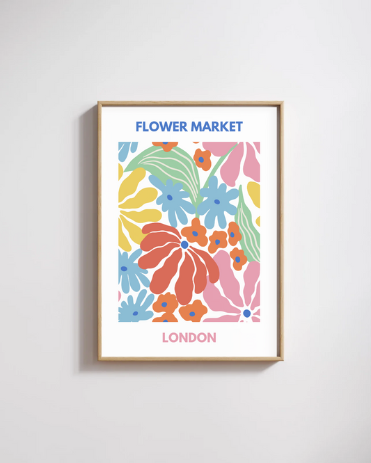 Affiche Flower Market London – Poster Floral 70s Pastel