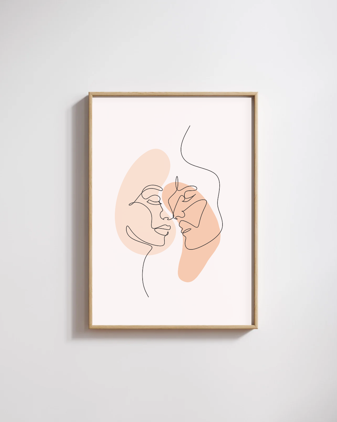 Affiche Line Art Visages – Poster Minimaliste Couple Terracotta