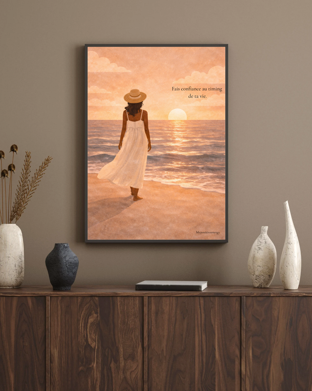 Affiche motivation – Fais confiance au timing de ta vie | Déco murale coucher de soleil & inspirante – My Positive Energy