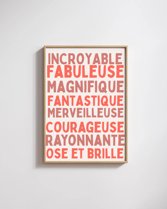 Affiche Affirmation marron & orange