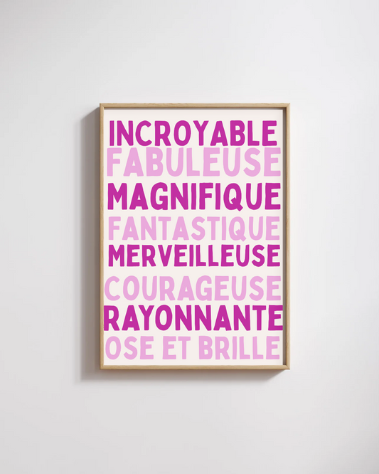Affiche Affirmation violet & rose